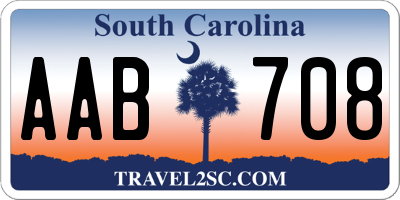 SC license plate AAB708