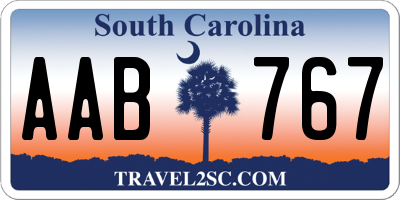 SC license plate AAB767