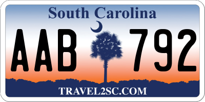 SC license plate AAB792
