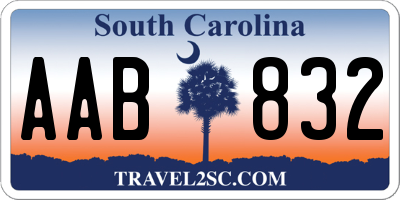 SC license plate AAB832