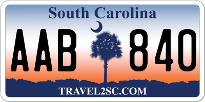 SC license plate AAB840