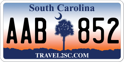 SC license plate AAB852
