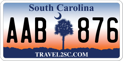 SC license plate AAB876