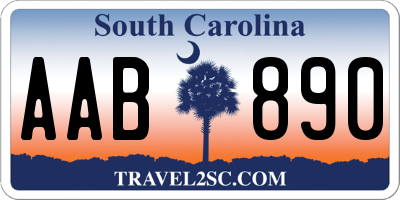 SC license plate AAB890