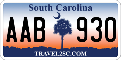 SC license plate AAB930