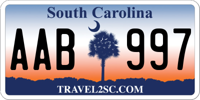 SC license plate AAB997