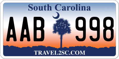 SC license plate AAB998