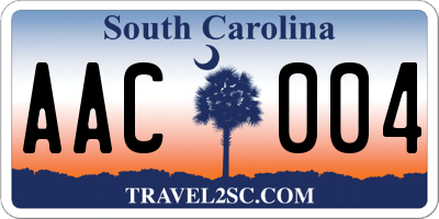 SC license plate AAC004