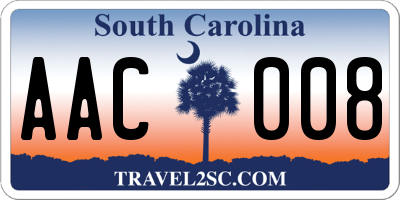 SC license plate AAC008