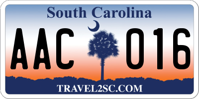 SC license plate AAC016