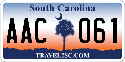 SC license plate AAC061