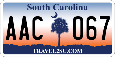 SC license plate AAC067