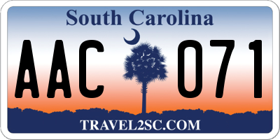 SC license plate AAC071