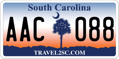 SC license plate AAC088