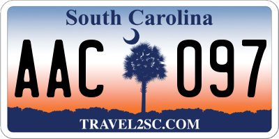 SC license plate AAC097
