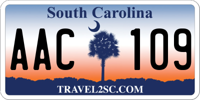 SC license plate AAC109