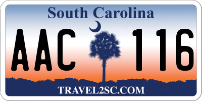 SC license plate AAC116
