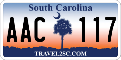 SC license plate AAC117