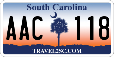 SC license plate AAC118