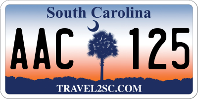 SC license plate AAC125