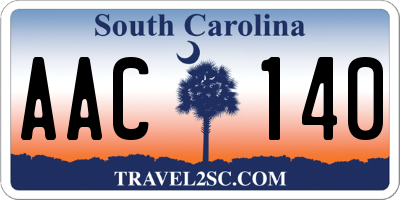 SC license plate AAC140