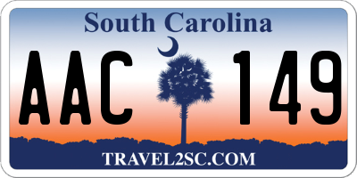 SC license plate AAC149