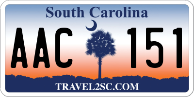 SC license plate AAC151