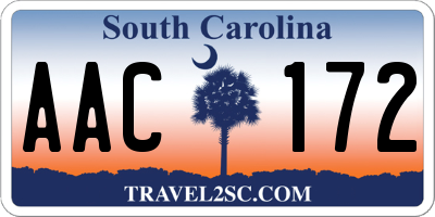 SC license plate AAC172