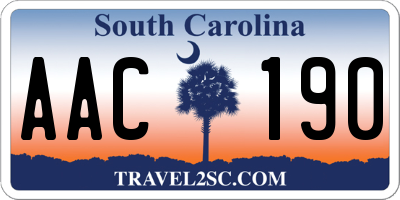SC license plate AAC190