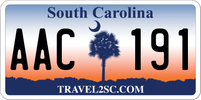 SC license plate AAC191