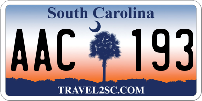 SC license plate AAC193
