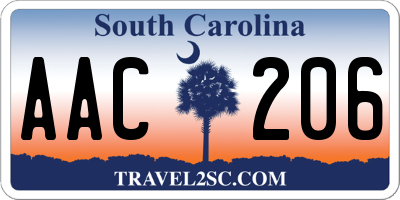 SC license plate AAC206