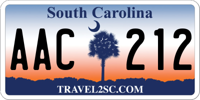 SC license plate AAC212