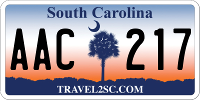 SC license plate AAC217