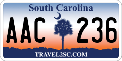 SC license plate AAC236