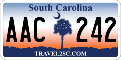 SC license plate AAC242