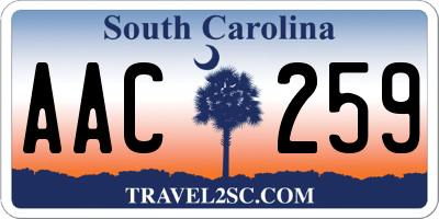 SC license plate AAC259
