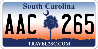 SC license plate AAC265