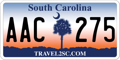 SC license plate AAC275