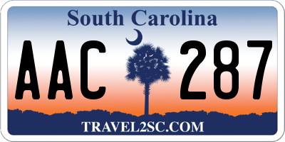 SC license plate AAC287