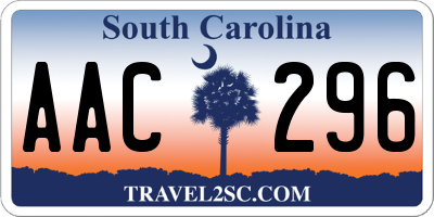 SC license plate AAC296