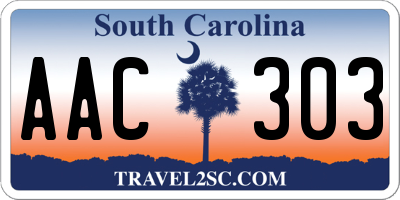 SC license plate AAC303