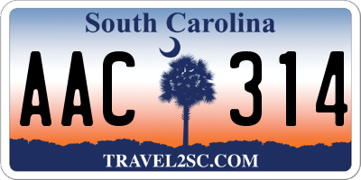SC license plate AAC314