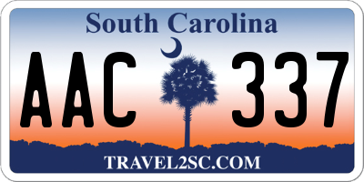 SC license plate AAC337