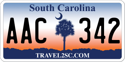 SC license plate AAC342