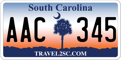 SC license plate AAC345