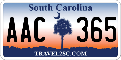 SC license plate AAC365