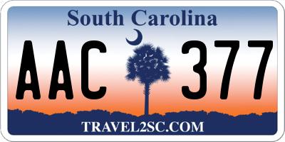 SC license plate AAC377