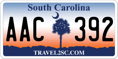 SC license plate AAC392