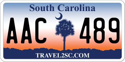SC license plate AAC489